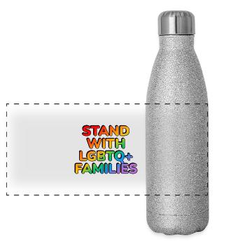Stand with LGBTQ families - prideallyship - Panoramic Glitter Thermal Bottle 500 ml - silver glitter - Front
