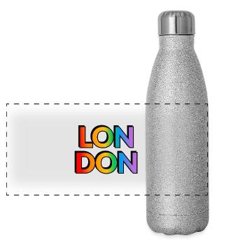 Fierté LGBTQ arc-en-ciel de Londres - Gourde isotherme panoramique pailletée 500 ml - paillettes argentées - Devant
