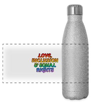 Love inclusion and equal rights LGBT pride ally - Panoramic Glitter Thermal Bottle 500 ml - silver glitter - Front