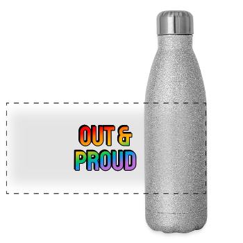 Fierté arc-en-ciel LGBT - Gourde isotherme panoramique pailletée 500 ml - paillettes argentées - Devant