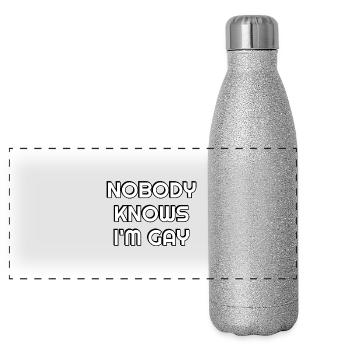 Personne ne connaît l’humour de la fierté gay - Gourde isotherme panoramique pailletée 500 ml - paillettes argentées - Devant