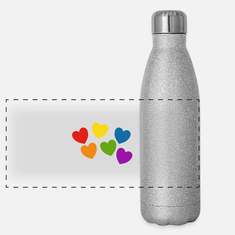 Regenbogenherzen Stolz Panorama Glitzer Isolierflasche 500 ml
