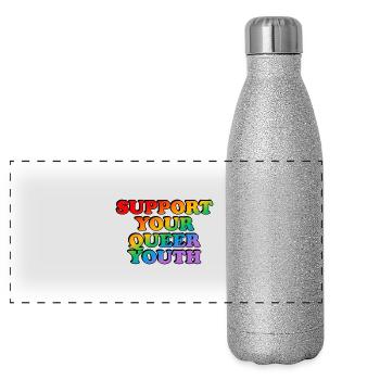 Support your queer youth - Panoramic Glitter Thermal Bottle 500 ml - silver glitter - Front
