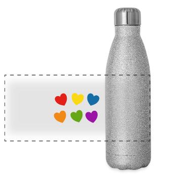 Rainbow hearts Pride - Panoramic Glitter Thermal Bottle 500 ml - silver glitter - Front