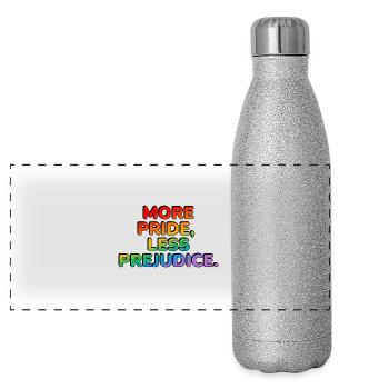 Mehr Pride Weniger Vorurteile - LGBT Pride Monat - Panorama Glitzer Isolierflasche 500 ml - Silber Glitzer - Vorne