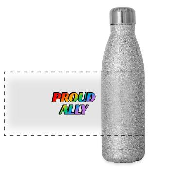 Proud ally - LGBT pride - Panoramic Glitter Thermal Bottle 500 ml - silver glitter - Front