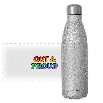 Raus und stolze LGBT-Regenbogen-Pride - Panorama Glitzer Isolierflasche 500 ml - Silber Glitzer - Vorne