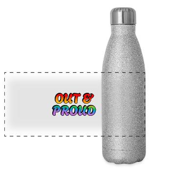 Fierté arc-en-ciel LGBT - Gourde isotherme panoramique pailletée 500 ml - paillettes argentées - Devant