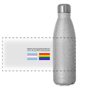 Vous êtes en sécurité ici Drapeaux de signalisation LGBT - Gourde isotherme panoramique pailletée 500 ml - paillettes argentées - Devant