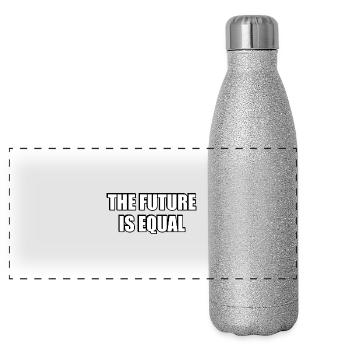 The Future Is Equal - LGBT equality, gay rights - Panoramic Glitter Thermal Bottle 500 ml - silver glitter - Front