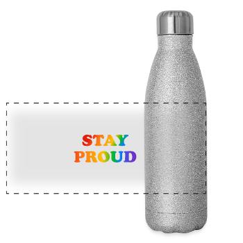 STAY PROUD Rainbow LGBT Pride - Panoramic Glitter Thermal Bottle 500 ml - silver glitter - Front