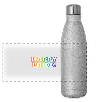 Happy Gay Pride Rainbow LGBTQ - Panoramic Glitter Thermal Bottle 500 ml - silver glitter - Front