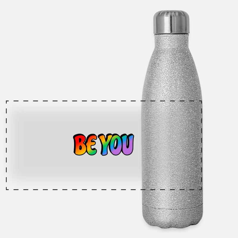 Sei du Regenbogen Text LGBTQ Pride Monat Panorama Glitzer Isolierflasche 500 ml