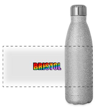 Bristol gay LGBT Pride - Panoramic Glitter Thermal Bottle 500 ml - silver glitter - Front