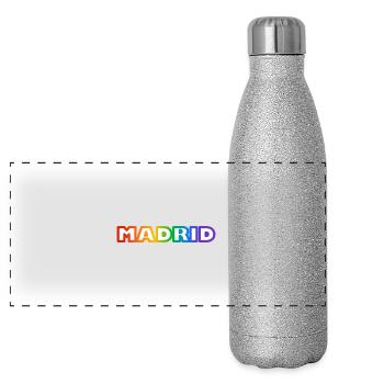 Madrid Rainbow LGBTQ Pride - Gourde isotherme panoramique pailletée 500 ml - paillettes argentées - Devant