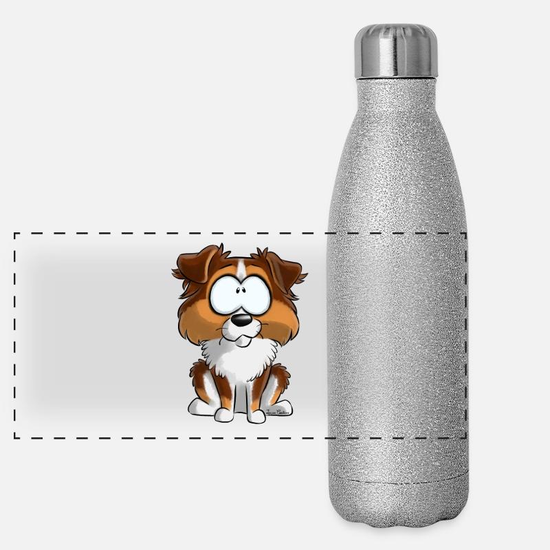 Ich bin Australian Shepherd Red Habs Panorama Glitzer Isolierflasche 500 ml