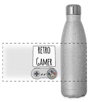 Retro Gamer S - Gourde isotherme panoramique pailletée 500 ml - paillettes argentées - Devant