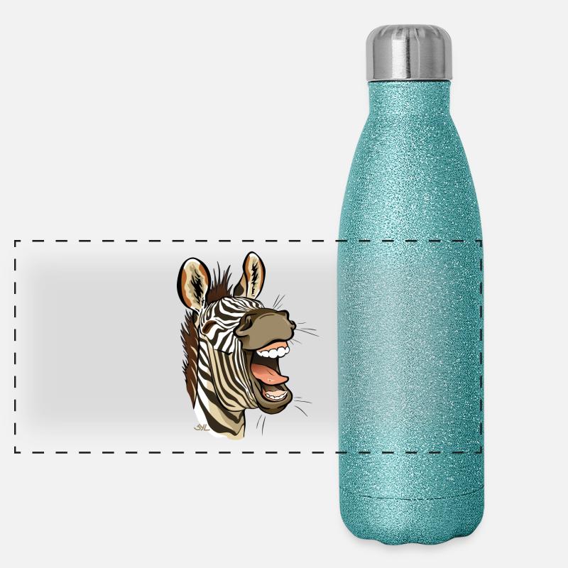 Zebra laughing Panoramic Glitter Thermal Bottle 500 ml