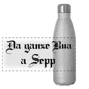 Da ganze Bua a Sepp - Panorama Glitzer Isolierflasche 500 ml - Silber Glitzer - Vorne