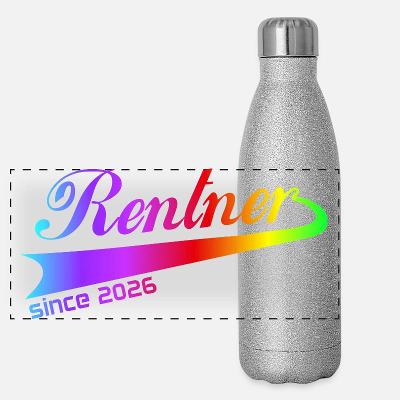 Rentner 2026 Ruhestand Rentner Pullover, Kappe Panorama Glitzer Isolierflasche 500 ml
