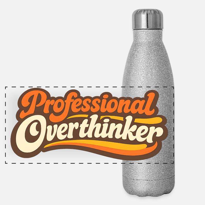 PROFESSIONAL OVERTHINKER Retro Panorama Glitzer Isolierflasche 500 ml