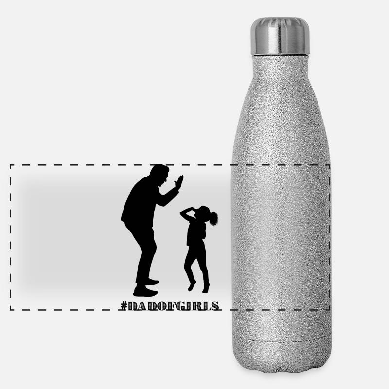 Vater von Mädchen Panorama Glitzer Isolierflasche 500 ml