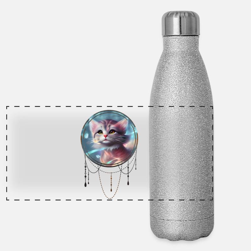 Mignon petit chaton Gourde isotherme panoramique pailletée 500 ml