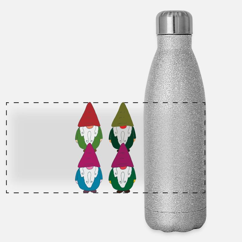 gartenzwerge Viererkette Panorama Glitzer Isolierflasche 500 ml