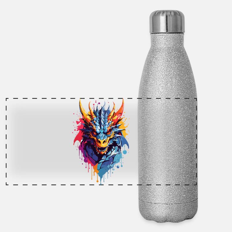 Coole Drache Panorama Glitzer Isolierflasche 500 ml