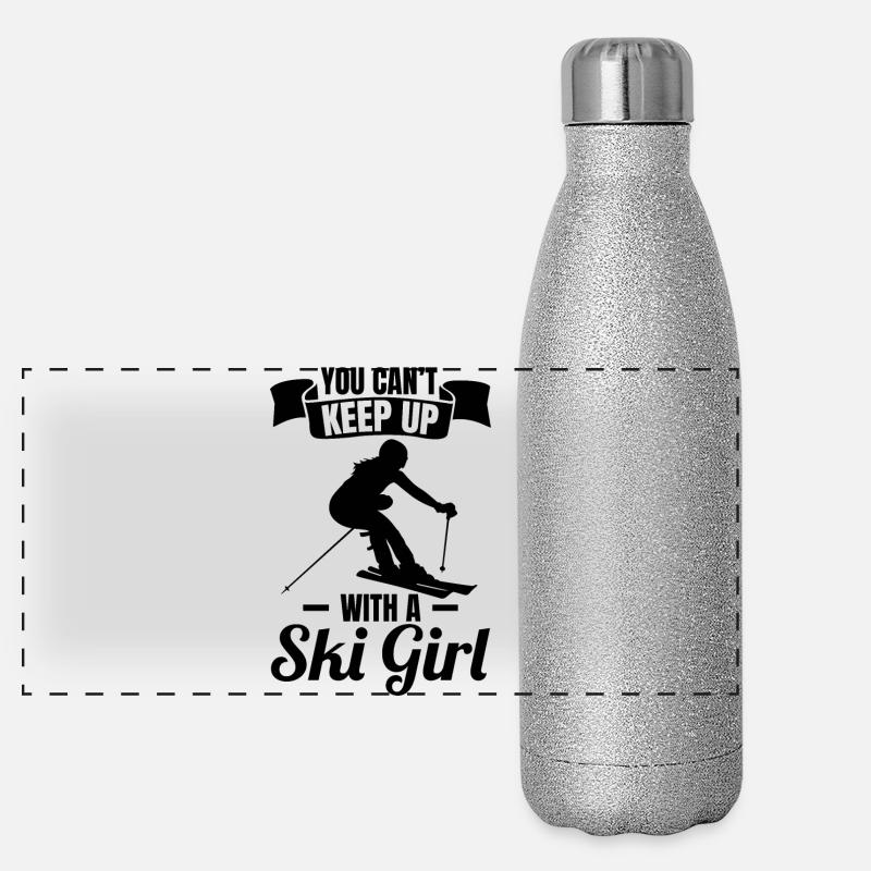 Skifahrer Mädchen Panorama Glitzer Isolierflasche 500 ml