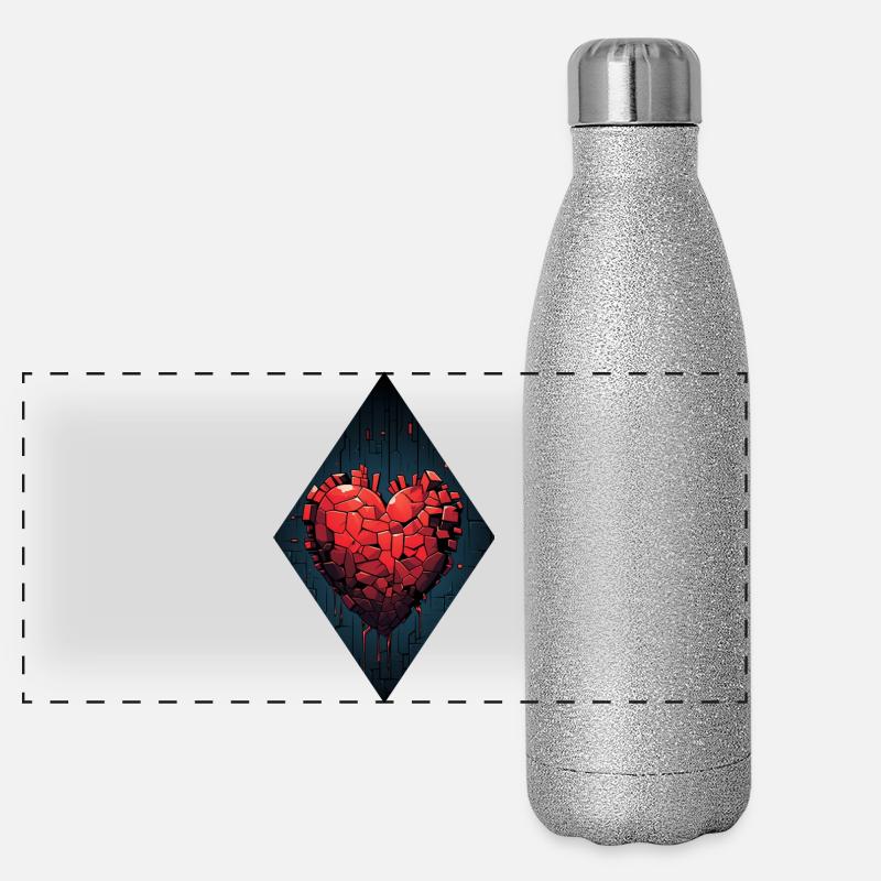 Wiedergeburt eines Herzens Panorama Glitzer Isolierflasche 500 ml