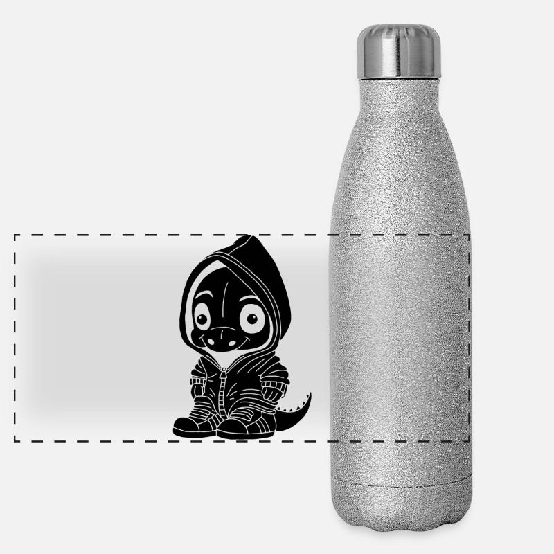Petit dinosaure (noir) Gourde isotherme panoramique pailletée 500 ml