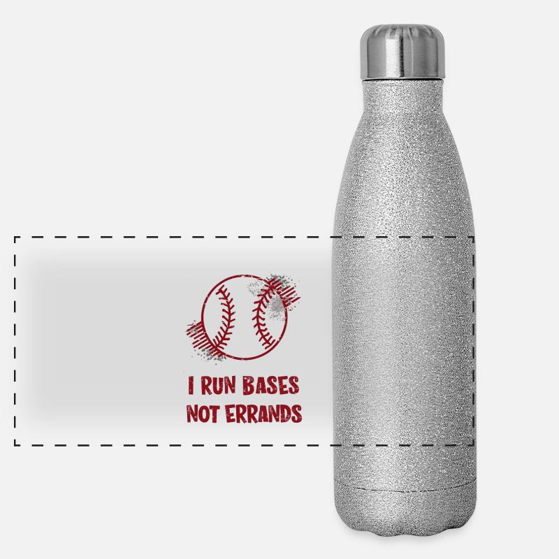 I Run Bases Not Errands Baseball Panorama Glitzer Isolierflasche 500 ml