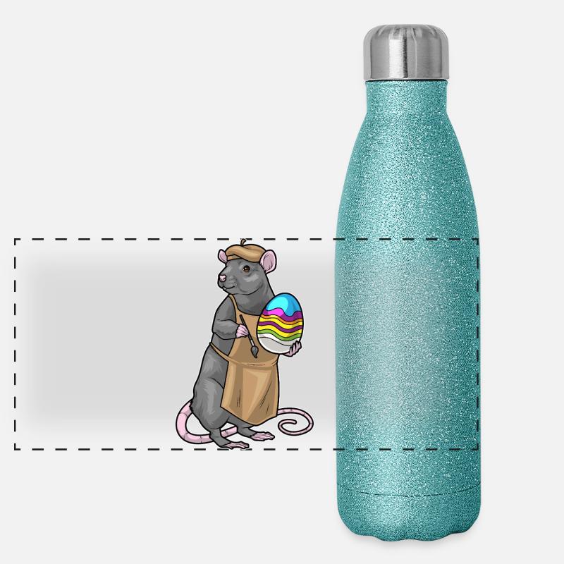 Coloriage de Pâques du Rat Gourde isotherme panoramique pailletée 500 ml