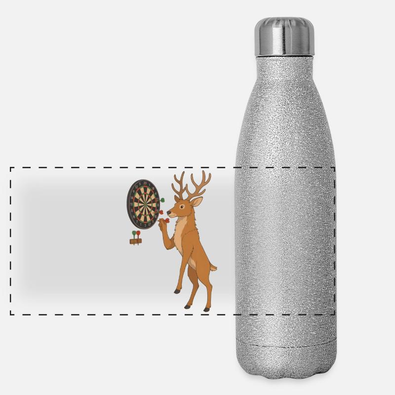 Hirsch beim Darten Panorama Glitzer Isolierflasche 500 ml