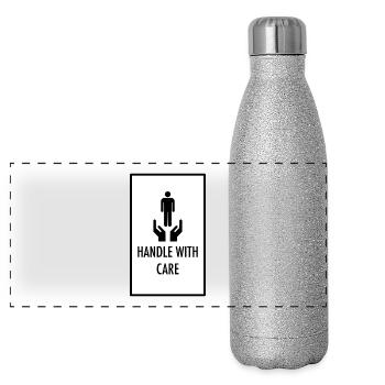 Handle With Care - Panoramic Glitter Thermal Bottle 500 ml - silver glitter - Front