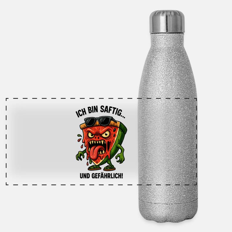 Saftige Pizza mit Sonnenbrille Panorama Glitzer Isolierflasche 500 ml