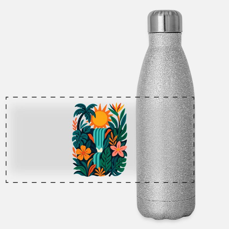 Jungle vibrante Gourde isotherme panoramique pailletée 500 ml