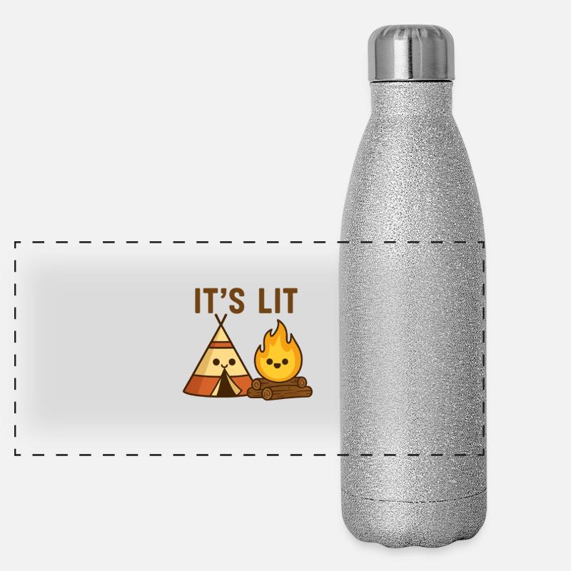 It’s Lit – Lagerfeuer mit Humor Panorama Glitzer Isolierflasche 500 ml