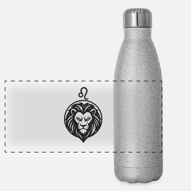 Signe du zodiaque Lion Gourde isotherme panoramique pailletée 500 ml