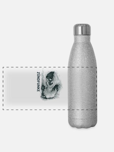 ZÜNDFUNKE – Grim Spark - Panorama Glitzer Isolierflasche 500 ml - Silber Glitzer
