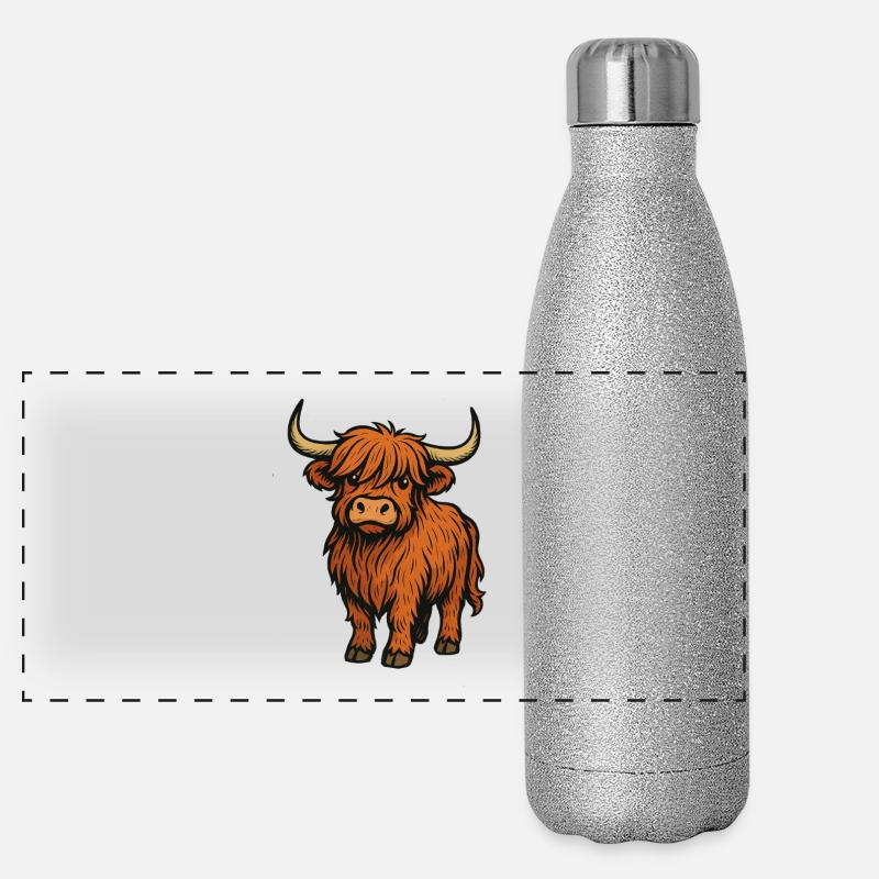 Vache des Highlands Gourde isotherme panoramique pailletée 500 ml