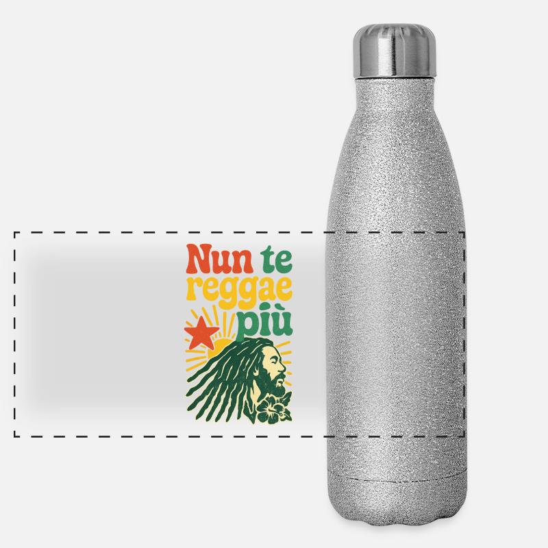 Rasta Reggae Design mit positiver Botschaft Panorama Glitzer Isolierflasche 500 ml
