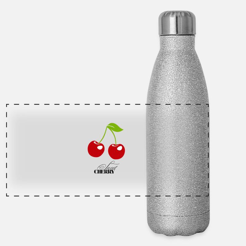 Klassische Kirschen Illustration Panorama Glitzer Isolierflasche 500 ml