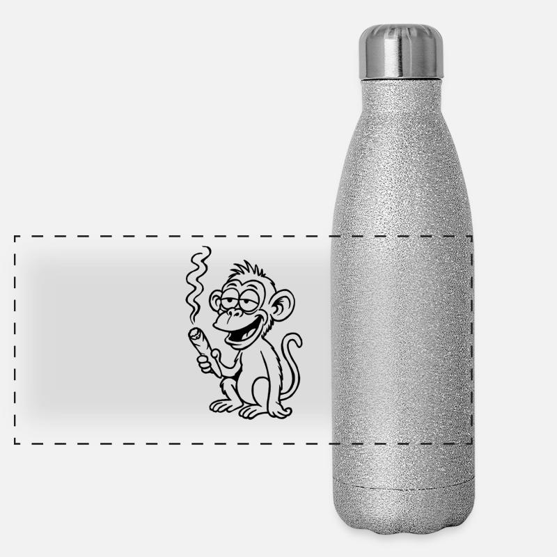 Le singe vise un peu différemment - Gourde isotherme panoramique pailletée 500 ml - paillettes argentées
