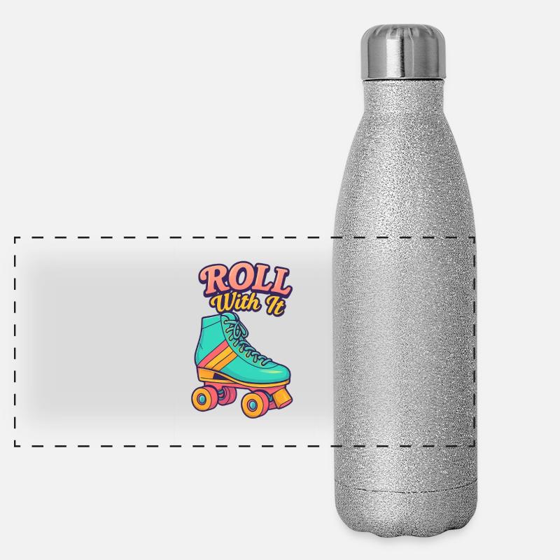 Retro Roller Skate Motif Design Panoramic Glitter Thermal Bottle 500 ml