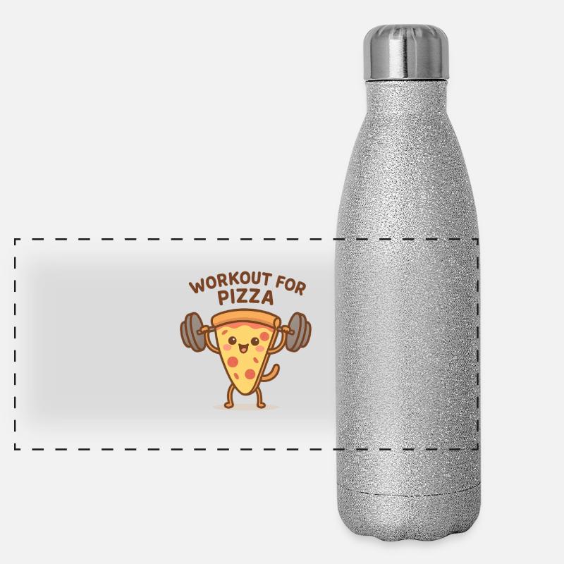 Pizza Workout Motivational Shoe Panoramic Glitter Thermal Bottle 500 ml