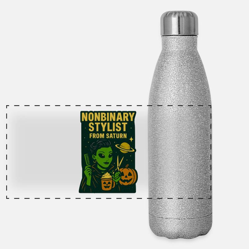 Styliste non-binaire de Saturne Halloween Gourde isotherme panoramique pailletée 500 ml