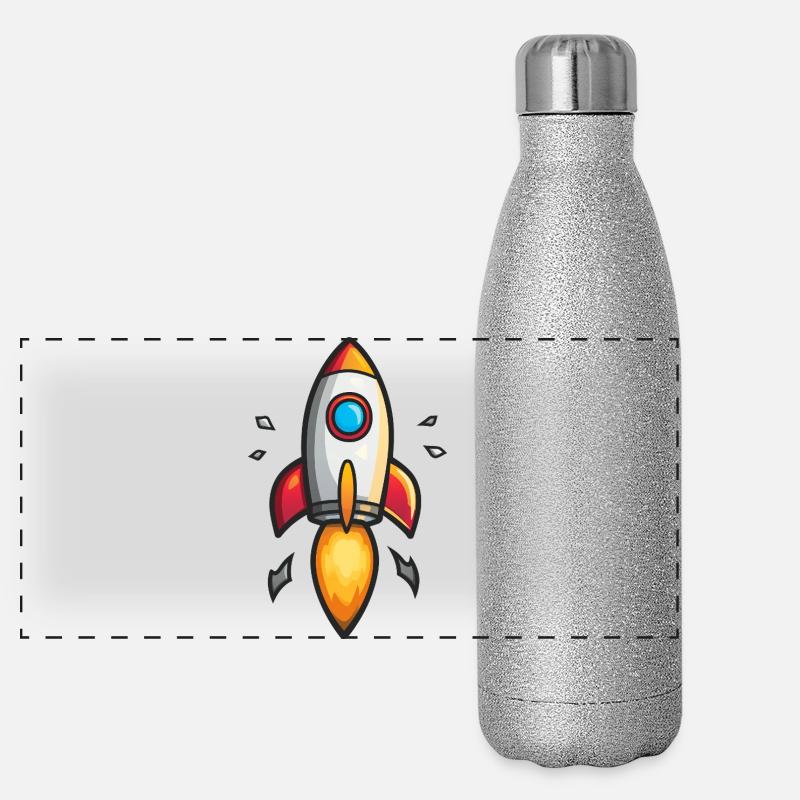 Explosion de couleur de fusée de dessin animé Gourde isotherme panoramique pailletée 500 ml
