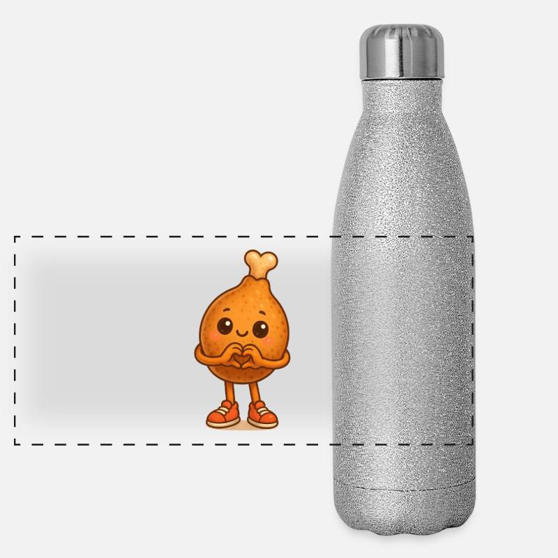 Kuscheliges Hühnchen Herz Panorama Glitzer Isolierflasche 500 ml